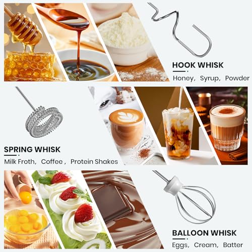 Colarlemo Milk Frother Handheld Rechargeable, Frother Wand Drink Mixer Electric Whisk for Coffee, Detachable With 3 Stainless Whisks, Hand Mixer for Lattes, Cappuccino, Matcha, Egg, No Stand, Silver - color: Silver, style: without stand