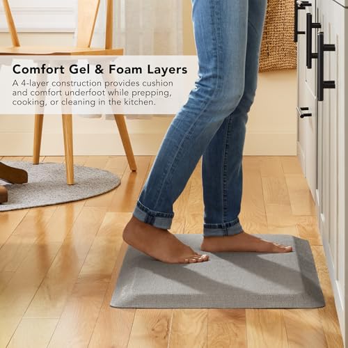 KitchenAid Gourmet Series Kitchen Comfort Gel Mat, Solid Basketweave, Matte Grey, 20"x39" - color: Matte Grey