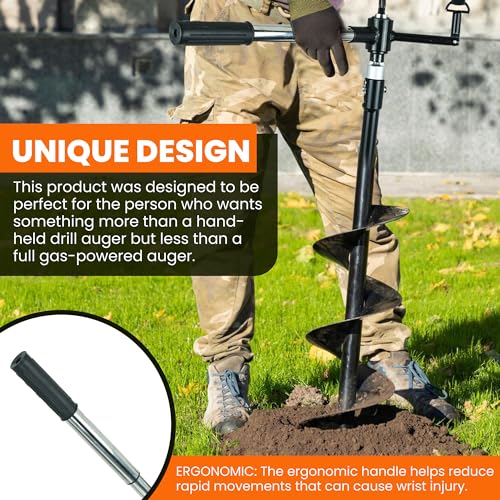 Auger Post Hole Digger 10" Wide 32" Deep - Earth Auger - Trench Digger - Hole Digger Tool for Fence Posts - Electric Post Hole Digger Handles - style: 10" X 32"