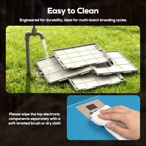 Chick Brooder Plate for Chicks Temperature Control & Display, 11.4"Lx11.2"W | Chicken Brooder Box for Chicks with Thermostat Fan & Light, 6.5Ft 110V Power Cord Brooder Heater 50W Chick Heat Plate