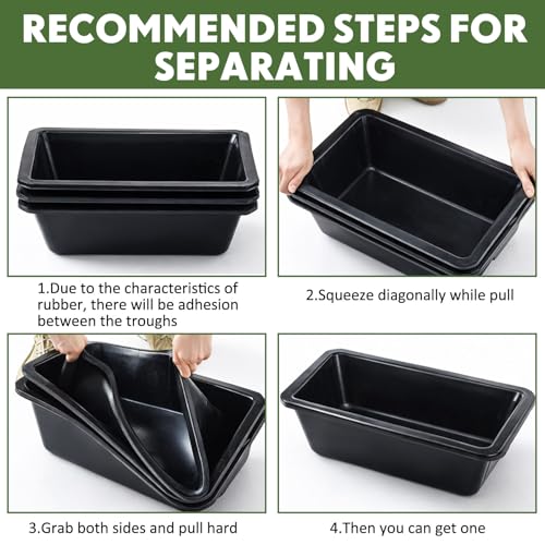 4 Pcs 4.5 Gallon/18 Quart Livestock Water Trough Polypropylene | 22.8" Long Large Capacity Livestock Feeding Trough for Calves Pig Sheep Horses Alpacas and Goats Farm Animal Feeding - color: Black, size: 4.5 Gallon/18 Quart