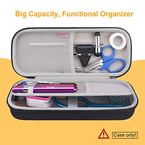 BOVKE Stethoscope Case for 3M Littmann Classic III Monitoring, Lightweight II S.E, Cardiology IV Diagnostic, MDF Acoustica Stethoscopes, Extra Room for Nurse Essentials and Medical Supplies, Black - color: Black