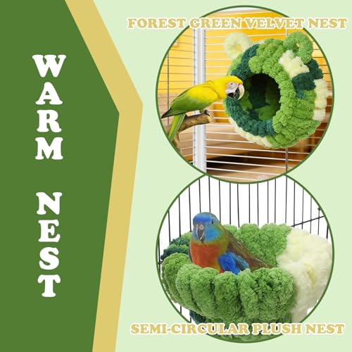 Bird Nest, Warm Bird Nesting House, Bird Breeding House Cockatiel Snuggle Hut for Conure, Cockatiel, Lovebird, Budgie,Canary, Finch, Hamster and Other Small Pets (Green, S, 2 PCS) - size: S