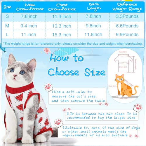 Kacctyen 6 Pack Cat Recovery Suit After Surgery Anti Licking | 6 Pack Cat Recovery Suit After Surgery Anti Licking,Fruit,Small - size: Small, style: Fruit