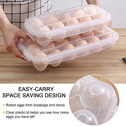 LonlyEagle XBY-US 2 Pack Covered Egg Holders,Egg Holder For Refrigerator,egg Storage Container,Plastic Refrigerator Egg Trays,Deviled Egg Tray Carrier with Lid Fits 18X2 Eggs(36 Eggs) - style: A-18 Egg-2 Pack