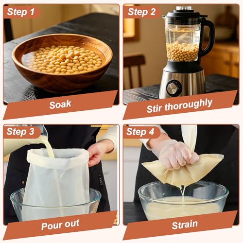 Uncle Yang 6 Pcs Nut Milk Bag 12 x 8 Inch Nut Bag Strainer 200 Mesh | Reusable Fine Juice Strainer Bag Fine Mesh Bag Nylon Cheese Cloth Bags for Straining Yogurt Juice Coffee Beer Jelly Cheese