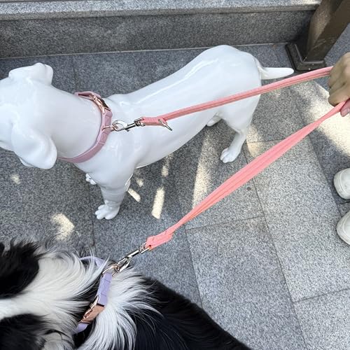 Double Ended Dog Leash,for Obedience Training Easy to Use,Lightweight,Soft for Large and Medium Dogs (Pink, 1M*2.5CM) - color: Pink