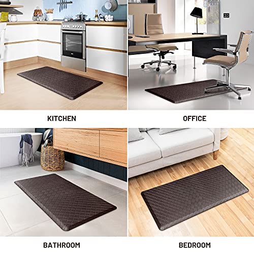 HappyTrends Kitchen Mat Cushioned Anti-Fatigue Kitchen Rug,17.3"x39",Thick Waterproof Non-Slip Kitchen Mats and Rugs Heavy Duty Ergonomic Comfort Rug for Kitchen,Floor,Office,Laundry,Chocolate | Thick,Soft and Waterproof Non-Slip Mats and Rugs Heavy Duty