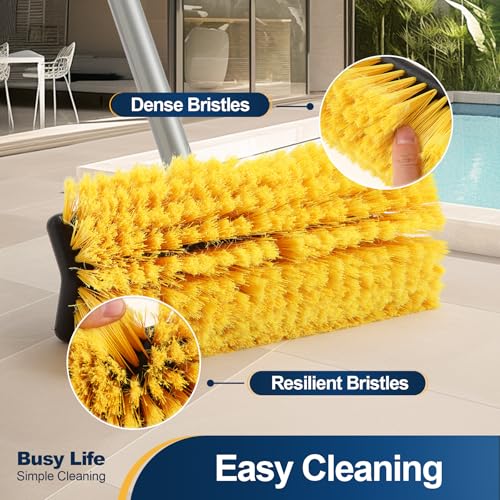 Yocada Deck Brush with 4-Section Extendable Handle Floor Scrub Brush | Soft &Medium Bristles Non-Slip Grip for Outdoor Deck Patio Bathroom Garage Concrete Cleaning 54.3 Inch