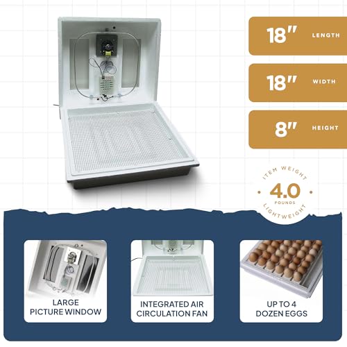 Farm Innovators 120 Volt 40 Watt Circulated Air Incubator for Up to 4 Eggs with Easy to Read Digital Display and Large Picture Window, White (3 Pack) - color: Digital Circulated Air, size: 3 Pack