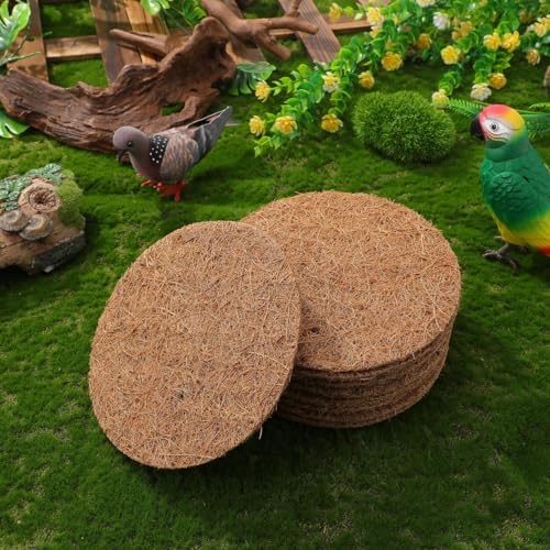 POPETPOP 10 Pcs Pigeon Nest Pads, Natural Coconut Fiber Bird Breeding Mat | Bird Egg Mat for Parakeet Chicken Breeding Hatching - Pigeon Supplies