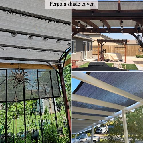8X25 Ft Shade Cloth for Patio, 90% UV Block, 200GSM Sunshade Fabric | Heavy Duty Breathable Gray Sun Shade Cover Screen with Grommets for Outdoor, Pergola, Garden, Deck, Porch, Backyard - size: 8X25 FT