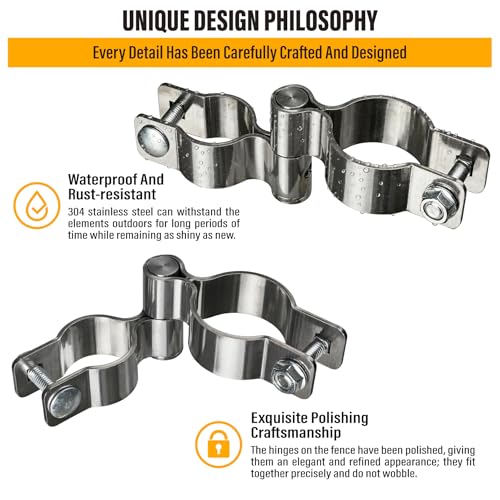 2 Pack 1-3/8" x 1-5/8" Chain Link Fence Gate Hinge, 304 Stainless Steel Heavy Duty Male Female Post Hinges with Bolts and Nuts - color: 1-3/8", size: 1-5/8 Inch