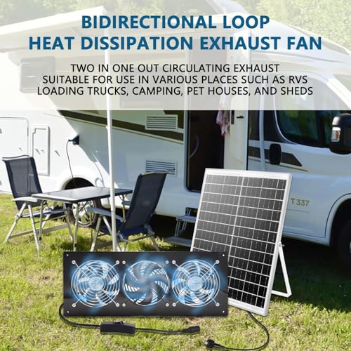 HNRLOY Solar Exhaust Fan,Solar Panel with 3 Ventilation Fans Kit,Solar Powered Fan for Shed,Chicken Coop,Attic & Greenhouse Intake or Exhaust Air,3500RPM, 15FT Cord,IP67 Waterproof - size: 3 Solar Fan Kit