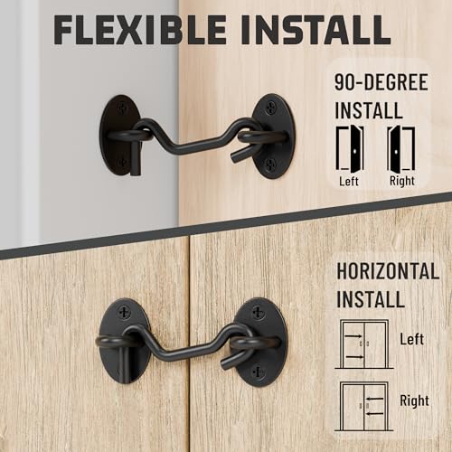 5" Hook and Eye Latch 1 Pack, Privacy Eye Hook Latch, Door Hook Lock, 1Pack | for Indoor Outdoor Slide/Barn/Shed/Door, Window, Fences Cabinet, Barn Door Latch - size: 5 Inch