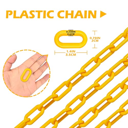 60ft Green Plastic Chain,1.5in, 6MM Plastic Chain Links | Plastic Barrier Chain Ideal For Crowd Control In Malls, Airports, Events And Construction Sites For Safety Isolation Zones - color: green, size: 1-1/2 in-60feet