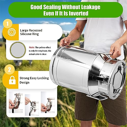 Stainless Steel Sealed Milk Barrel，30L/7.92Gallon Large Milk Bucket Wine Can Pail Tote Tank with Sealed Lid & Handle for Milk Wine Oil Liquid Tranport Storage Container - size: 1013.8 Ounces