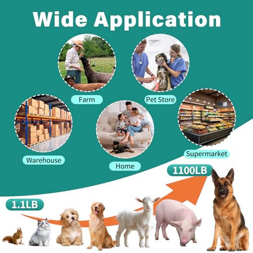 1100lb Livestock Scale, Ideal for Large Dog, Small Medium Livestock | 0.22lb Accuracy, Non-Slip 40"x20" Large Platform, With Stand Rod, Ideal for Home Farm Warehouse factory Postal & shipping - style: 1100 lbs