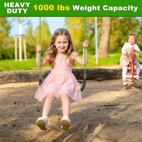 SELEWARE 2Pcs 40" Hanging Swing Chain Green Plastic Coated Hanging Chains | 1000LB Capacity Porch Swing Chain with 4 Carabiners, Hammock Hardware Kit for Hanging Chair, Punching Bag, Indoor Outdoor Gym - color: Green, size: 40" (2 Pcs)