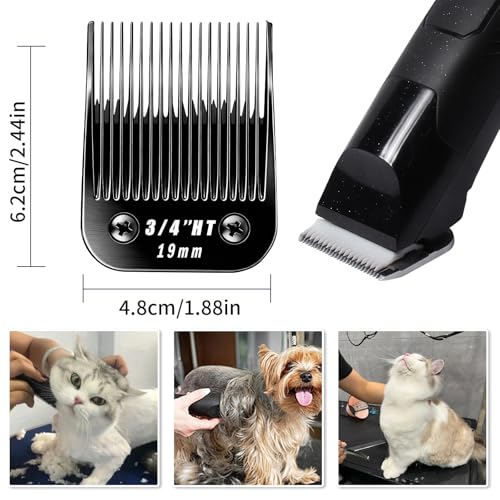 2 Pcs Size 3/4HT Detachable Dog Grooming Blades, Compatible with Andis, Oster A5, Wahl KM10 Series Clippers, Cut Length 19mm, Black (3/4HT 19mm, 2Pcs) - size: 3/4HT 19mm, 2Pcs