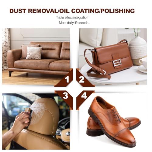 4 Pcs Shoe Brush, Boot Brush, Horse Hair Brush for Leather, Shoe Polish Brush, Professional Leather Shoe Care Brushes, Horsehair Shoe Shine Brush Cleaning Brush Care Clean Dauber Applicators