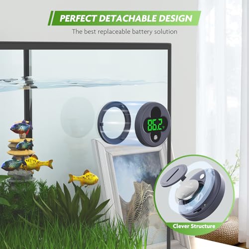 PAIZOO Wireless Aquarium Thermometer Accurate ±0.9℉, Replaceable Battery | LED Fish Tank Thermometer Digital, Switch Between ℉/℃, Aquarium Accessories for Fish Tank, Betta, Axolotl Tank or Aquatic