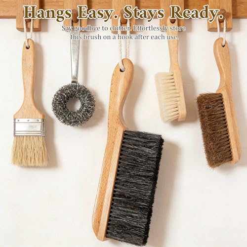 BFWood Horse Hair Hand Broom, Fireplace Dust Brush for Home Cleaning | BFWood Woodworking Bench Cleaning Brush, Hand Broom for Shop Furniture Carpet Car Wash Sweeping Workspace Upholstery
