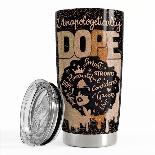 SANDJEST Inspirational Gifts for Women Black Woman Inspiration Tumbler 20oz Stainless Steel Insulated Coffee Travel Mug Cup Motivational Gift for Women Birthday Christmas - color: Black Woman