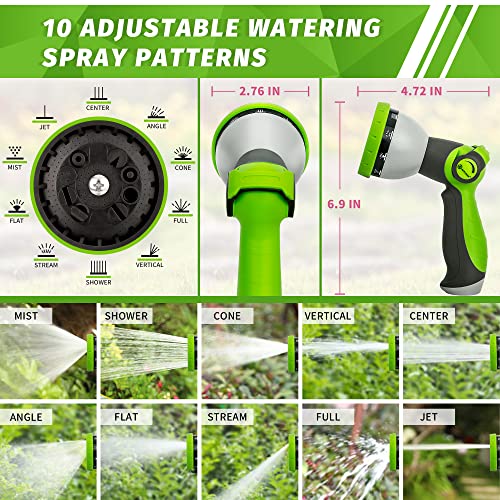 AUTOMAN Garden Hose Nozzle Sprayer - 10 Spray Patterns, Thumb Control On Off Valve, Durable Water Nozzle, Extra 4 Washers, for Watering Garden, Cleaning, Washing Car, Showering Pets Lawngreen - color: Lawngreen