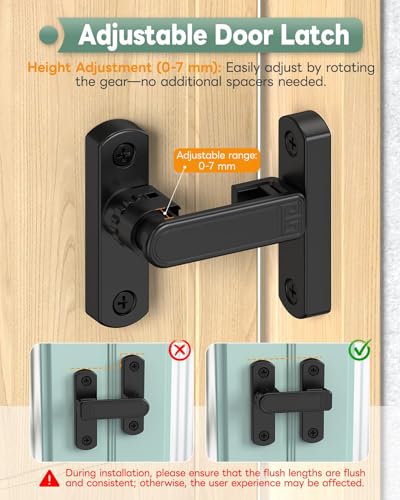 Adjustable Barn Door Locks, 90/180 Degree Gate Latch, Black-2 Pcs | Home Security Sliding Door Latch for Bedroom, Barn, Cabinet, Garden & Fence - color: Black-2 Pcs