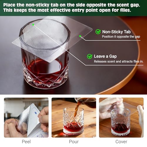 LFSYS Fruit Fly Traps for Indoors – 25 Pack DIY Cup Cover Adhesive Cards for Fruit Fly – Clear, Mess-Free, Indoor Use