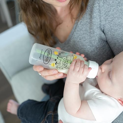Dr. Brown's Natural Flow Anti-Colic Options+ Narrow Baby Bottle, Squirrel & Goat, 8 oz/250 mL, with Level 1 Slow Flow Nipple, BPA Free, 0m+, (Pack of 12) - color: Pink & Yellow (Squirrel & Goat), size: 1 Count (Pack of 12)