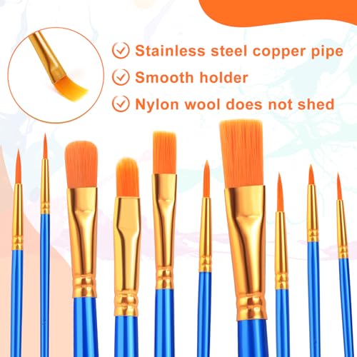 ESRICH 60PCS Paint Brushes, Paint Brush for Acrylic Painting | Artist Paintbrushes for Oil Watercolor, Body Face Rock Canvas, Small Paint Brushes for Kids, Blue - color: Blue, size: 60