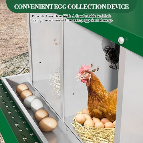 8 Holes Chicken Nesting Boxes, Nesting Boxes for Chickens, Easy to Clean and Install, Chicken Laying Box for Outdoor Chicken Coop Farm Yard, with Metal Legs, Green