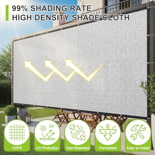 SUNNY GUARD 99% Aluminum Sun Shade Cloth, 6x12FT Heat Reflective Tarp | Reflective Aluminum Shade Cloth Blocks 99% Sunlight, Reduces Heat Buildup, and Keeps Gardens, Greenhouses and Cars Cooler - color: Sliver-99% Shade, size: 6x12FT