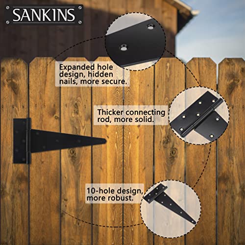 12 Inch T-Strap Shed Door Hinges Heavy Duty, Black Tee Hinge for Wooden Fences, Yard Door, Barn Door Gates, Wrought Hardware Rustproof, 2PCS - color: 2 pcs, size: 12 Inch