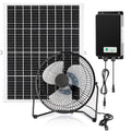 blessny 8" Solar Rechargeable Fan for Greenhouse, Chicken Coop, Pet House | 25W Solar Powered Floor Fan with 66.6 Wh Battery Backup for Outdoor Air Circulation Cooling