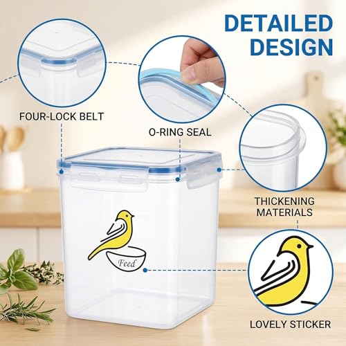 Bird Seed Storage Container,5.49Qt/5.2L Airtight Bird Food Container,Birds Seeds Containers with Scoop,Pet Food Storage Containers for Wild Birds Seeds Dispenser |Storing Sunflower Seed|BPA Free-Blue