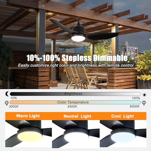 Depuley Outdoor Ceiling Fan with Light: 42 Inch Black Waterproof Gazebo Fans with Lights Outdoor Hanging - Plug in Remote App Control for Patios Indoor Farmhouse Porch - 6 Speed Reversible DC Motor - color: Black 01, size: 42 Inch