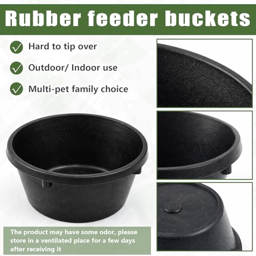 2 Pcs 1.06 Quart/ 0.26 Gallon Rubber Feeder Pan, Rubber Feeder Bowl Horse | Utility Horse Feed Bucket Dog Bowl Horse Feeders for Cats Dogs Goats Chicken Dust Bath Container Animal Feeding - size: 1.06 Quart/ 0.26 Gallon