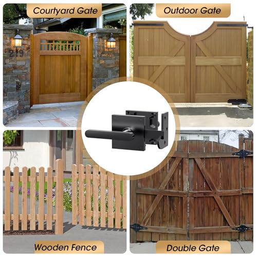 Double Side Gate Latch, Left Inswing Gate Latch for Wooden Fence | Black Fence Gate Latch With Handles, Heavy Duty Gate Latch for Wooden Gates, Vinyl Gate, Backyard, Garden - size: GL01