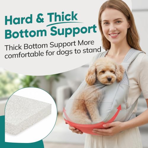 Dog Sling Carrier Front with Thicken Bottom Support for Small Dogs 5-12 lb | Adjustable, Hands Free, Comfortable Wearable, Lightweight, Vet Visits, Anxiety, Travel, Hiking, Safety Clip Grey - color: Grey, size: Small