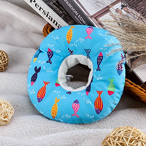 Cat Cone Collar Soft Cute Adjustable Cat Donut Recovery Collar | Elizabethan Cats Cones to Stop Licking Comfortable Anti-Bite Neck Cone for Pet Kittens After Surgery - size: M