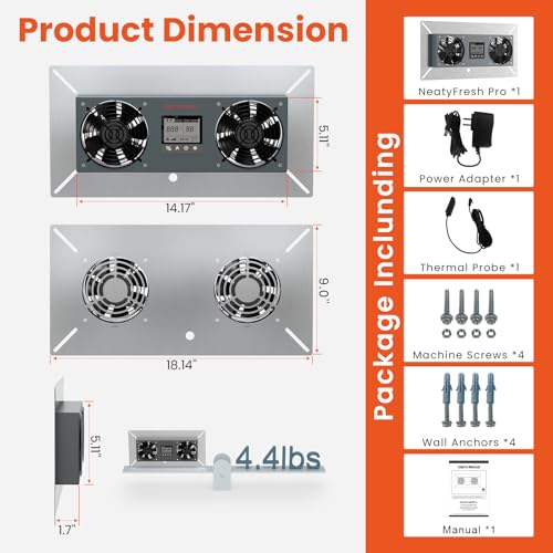 Abestorm Crawlspace Ventilation Fan with Humidistat, 240CFM Air-out | Smart Digital Panel,Temperature Controller, Moisture Reducing, for Crawlspaces Garage Attic Hydroponics Grow Tents, IP55 Rate - color: Silver