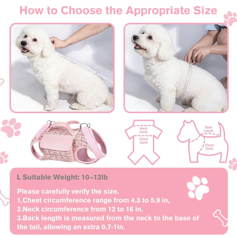 Dog Lift Harness Backpack for Small Dogs Cats, Adjustable Straps Dog Sling Carrier Full Body for Hiking, Travel, Outdoor – Pink Large - size: Large(10-12LBS)