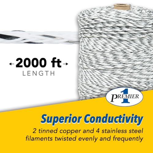 Premier 1 IntelliBraid® Twine PE 3.0 – 3mm, 2000 ft | 2 tinned copper + 4 SS filaments. 48Ω/1000ft. Thicker than standard twine for better visibility. Braided for flexibility. - size: 2000' Roll