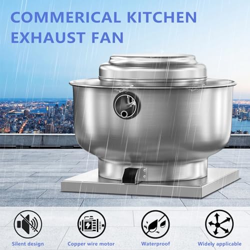 Restaurant Canopy Hood Grease Rated Exhaust Fan- Food Truck High-Speed Direct Drive Centrifugal Upblast Exhaust Fan 0.25HP 110 Volt Single Phase Motor 1500-1700 CFM - size: 0.25HP
