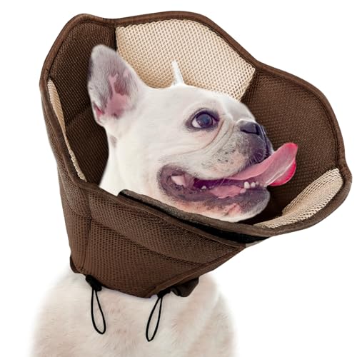 Dog Cone - Soft Cone for Dogs to Stop Licking, Pet E-Collar Alternative After Surgery, Adjustable Pet Recovery Collar for Wound Healing, Brown Medium - color: Brown, size: Medium