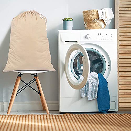 SweetNeedle Pack of 2 Heavy Duty Extra Large Laundry Storage Shopping Bag, 28 x 36 IN 75L - 100% Cotton, Highly durable, Draw-cord with cord-lock, Machine Wash and reusable Travel Bag - Natural - size: 2 Pack - Classic
