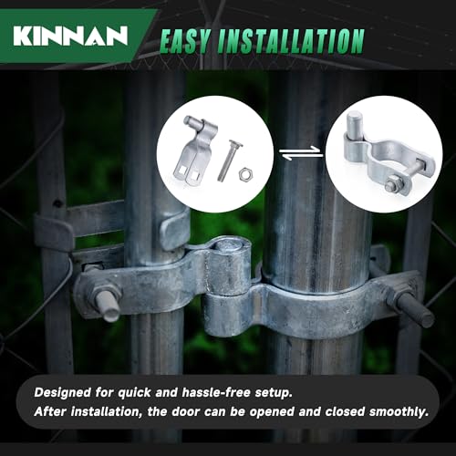 KINNAN 1-5/8" Chain Link Fence Gate Male Hinge, Heavy Duty Galvanized Steel, Gate Hinges with Bolts and Nuts, Durable Fence Hardware for Secure and Long Lasting, Easy Installation (2 Pack) - size: 1-5/8